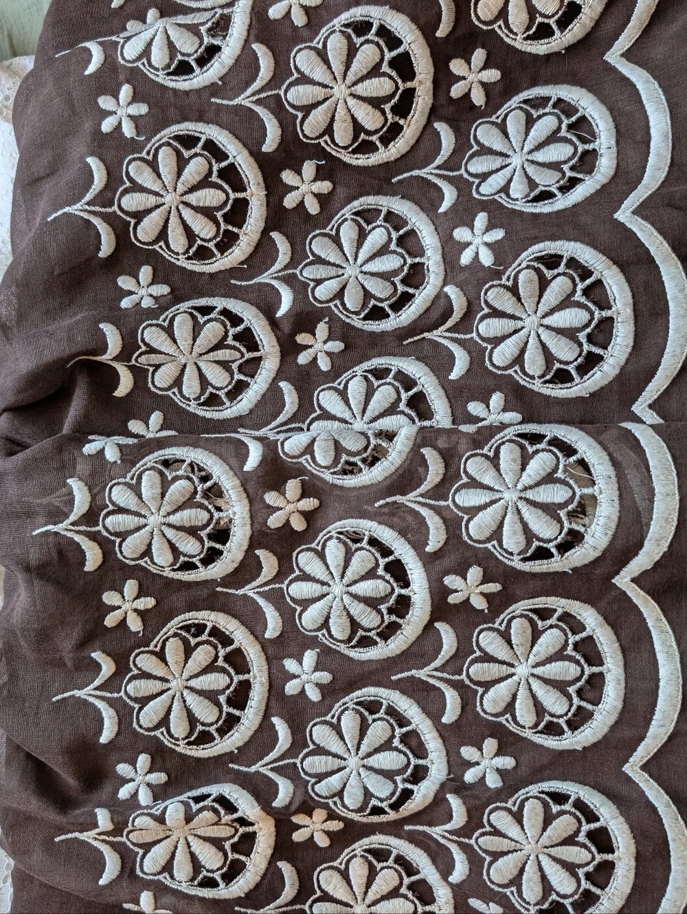 Vintage Toni Todd Lace Accent Dress W10 Brown/White - Picture 9 of 9